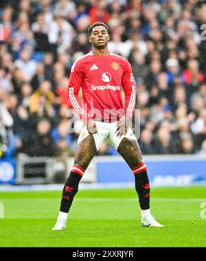 Marcus Rashford von Manchester United während des Premier League-Spiels zwischen Brighton und Hove Albion und Manchester United im American Express Stadium , Brighton , UK - 24. August 2024 Foto Simon Dack / Teleobjektive nur redaktionelle Verwendung. Kein Merchandising. Für Football Images gelten Einschränkungen für FA und Premier League, inc. Keine Internet-/Mobilnutzung ohne FAPL-Lizenz. Weitere Informationen erhalten Sie bei Football Dataco Stockfoto