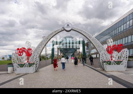 Astana, Kasachstan - 23. August 2024: Nur Alem, Zukunftsmuseum für Energie, erbaut für die Expo 2017 in Astana. Stockfoto