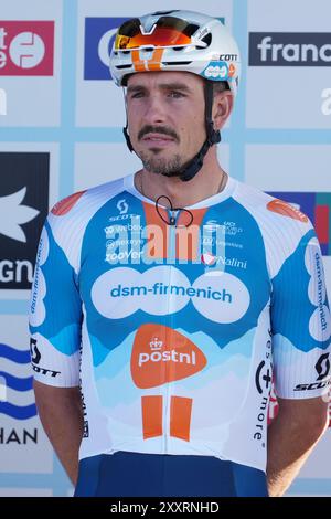 John Degenkolb vom Team dsm-firmenich PostNL während der Bretagne Classic Ouest-France 2024, Grand prix de Plouay, UCI World Tour Radrennen am 25. August 2024 in Plouay, Frankreich - Foto Laurent Lairys / DPPI Stockfoto