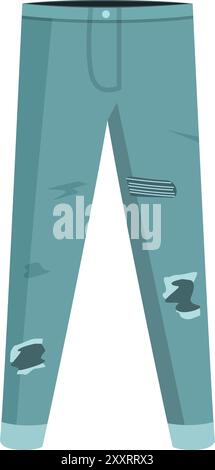 Blaue Jeans mit großen Löchern in den Knien zeigen einen modernen Modetrend Stock Vektor