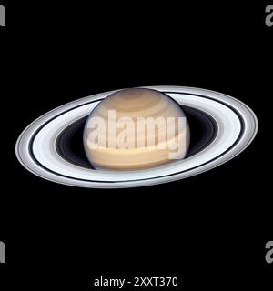 Saturn - Foto des Hubble Space Telescope am 20. Juni 2019 während der näheren Annäherung des Planeten an die Erde. Digital verbessert und vergrößert für Printmedien und Ausstellungen. Quelle: NASA / ESA / A. Simon (GSFC) / M.H. Wong (Cal, UCB) / Futuras Fotos Stockfoto