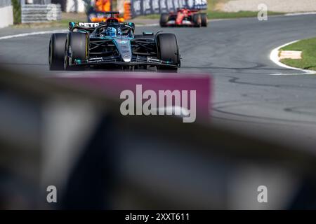 RENNSTRECKE ZANDVOORT, NIEDERLANDE - 25. AUGUST: George Russell, Mercedes F1 aus Großbritannien während des Großen Preises der Niederlande auf dem Rennstrecke Zandvoort am Sonntag, 25. August 2024 in Zandvoort, Niederlande. (Foto: Michael Potts/BSR Agency) Stockfoto