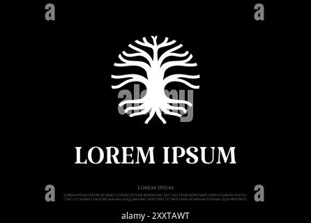 Einfacher Minimalistischer Wurzeleiche Banyan Tree Logo Design Vektor Stock Vektor