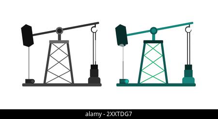 Ölförderanlage Vektor, Rohöl Derrick Ölfeld Industrie Symbol Stock Vektor