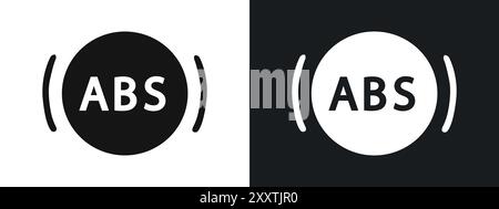ABS-Symbol für Fahrzeuge, lineares Vektorgrafik oder Symbolsatz für die Web-App-benutzeroberfläche Stock Vektor