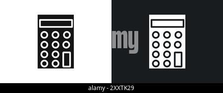 Taschenrechnersymbol lineares Vektorgrafik-Zeichen oder Symbolsatz für die Web-App-benutzeroberfläche Stock Vektor