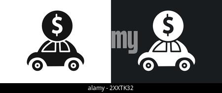 Autoverleih-Symbol lineares Vektorgrafik-Zeichen oder Symbolsatz für Web-App-ui Stock Vektor