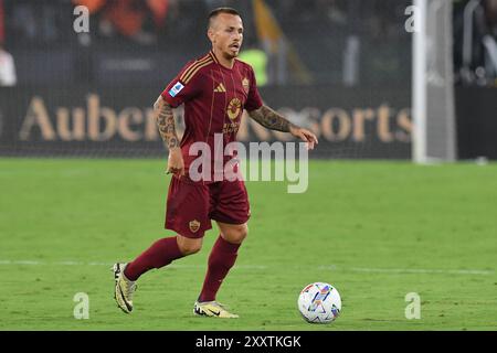 Rom, Latium. August 2024. Angelino von AS Roma während des Spiels der Serie A zwischen Roma und Empoli im Olympiastadion, Italien, 25. August 2024. AllShotLive Credit: SIPA USA/Alamy Live News Stockfoto