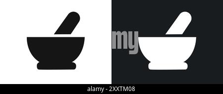 Pisle and Mörtel Symbol lineare Vektorgrafik Zeichen oder Symbolsatz für Web App ui Stock Vektor