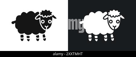 Schafsymbol lineares Vektorgrafik Zeichen oder Symbolsatz für Web-App-ui Stock Vektor