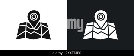 PIN-on-amap-Symbol lineares Vektorgrafikzeichen oder Symbolsatz für die Web-App-benutzeroberfläche Stock Vektor