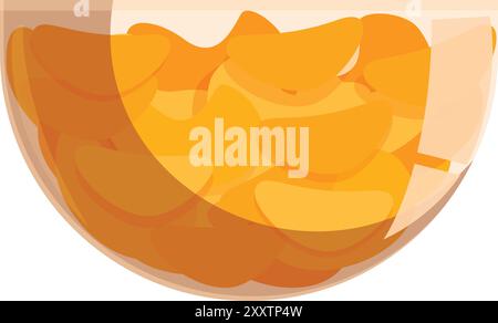 Karikaturikone mit einer Glasschale voller Nacho-Käsechips, die auf dem Tisch steht Stock Vektor