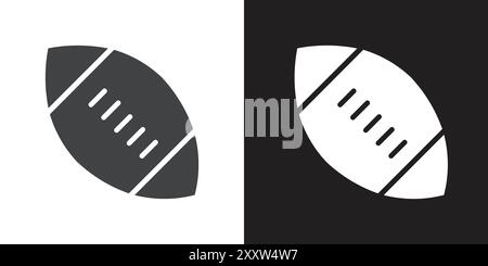 American Rugby Ball Icon Flat Set in schwarz-weiß Farbe Umrissvektor Stock Vektor