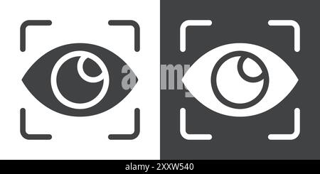 Eye Scan-Symbol flach in schwarz-weiß-Farbe umrissener Vektor Stock Vektor