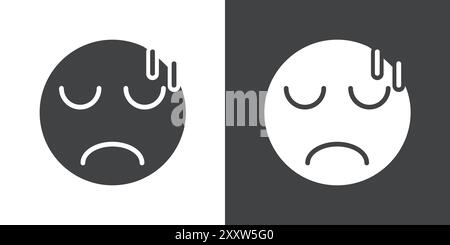 Guilty Face Emoji Icon Flat Set in schwarz-weiß Farbe Umrissvektor Stock Vektor