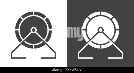 Hamsterrad Symbol flaches Set in schwarz-weiß Farbe Umrissvektor Stock Vektor