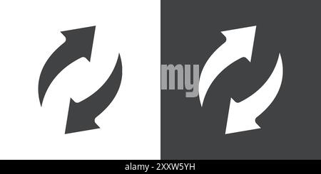 Symbol aktualisieren flach gesetzt in Schwarzweiß-Umrissvektor Stock Vektor