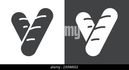 Wurstsymbol flaches Set in Schwarz-weiß-Farbe Umrissvektor Stock Vektor