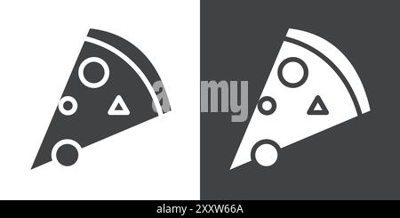 Slice of Pizza Icon Flat Set in schwarz-weiß Farbe Umrissvektor Stock Vektor
