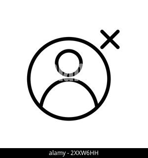 Falsches Konto-Symbol flach gesetzt in schwarz-weiß Farbe Umrissvektor Stock Vektor