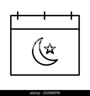 Ramadan Kalender Icon flach gesetzt in schwarz-weiß Farbe Umrissvektor Stock Vektor