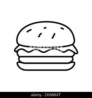 Hamburger Icon Flat Set in schwarz-weiß Farbe Umrissvektor Stock Vektor