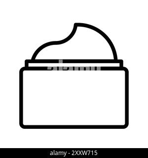 Creme Glas Symbol flach gesetzt in schwarz-weiß Farbe Umrissvektor Stock Vektor