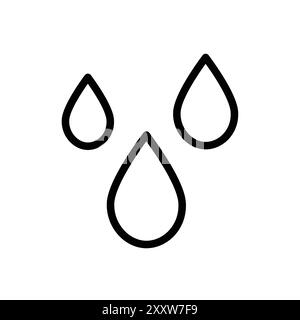 Wassertropfen Symbol flach gesetzt in schwarz-weiß Farbe Umrissvektor Stock Vektor