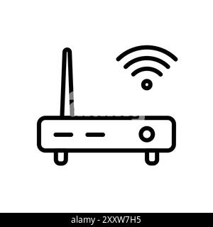 Routersymbol flach gesetzt in Schwarzweiß-Umrissvektor Stock Vektor