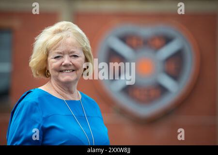 Porträts der schottischen Geschäftsfrau Ann Budge im Tynecastle Stadium, Edinburgh. Die Heimat des Heart of Midlothian Football Club, H Stockfoto