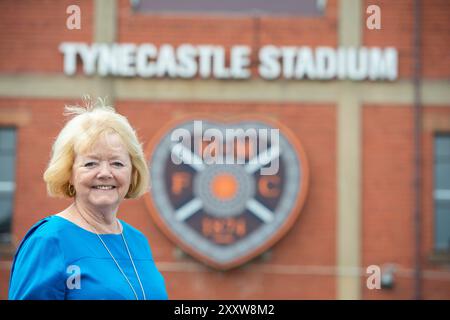 Porträts der schottischen Geschäftsfrau Ann Budge im Tynecastle Stadium, Edinburgh. Die Heimat des Heart of Midlothian Football Club, H Stockfoto