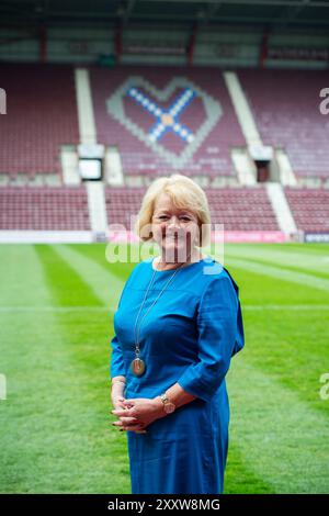 Porträts der schottischen Geschäftsfrau Ann Budge im Tynecastle Stadium, Edinburgh. Die Heimat des Heart of Midlothian Football Club, H Stockfoto