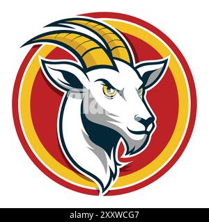 Logo Auf Der Seite Der Ziege Im Kreis Stock Vektor
