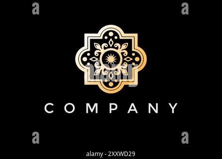 Eleganter Luxus Goldener Blumenmuster Logo Design Vektor Stock Vektor