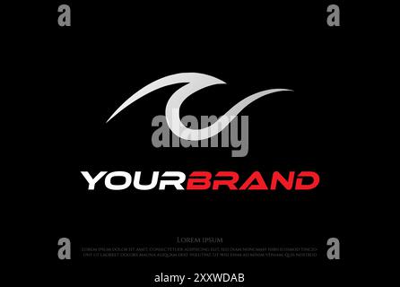 Moderner schlichter minimalistischer Wave for Surf Sportbekleidung Logo Design Vektor Stock Vektor