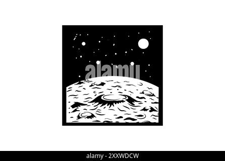 Hipster Vintage Retro Moon Planet Surface Science für T-Shirt Logo Design Vektor Stock Vektor