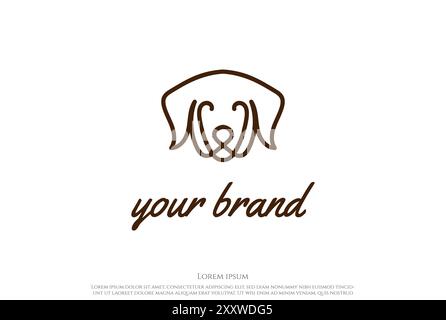 Moderner Minimalistischer Monogramm Tier Hund Linie Outline Logo Design Vektor Stock Vektor