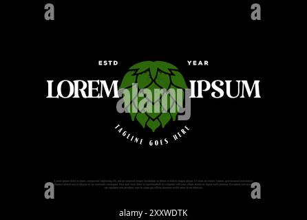 Alte einfache Grüne Hop für Craft Beer, Brauerei oder Brauerei Label Logo Design Vektor Stock Vektor