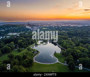 Mont-Royal Park - Montreal aus der Vogelperspektive Stockfoto