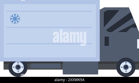 Kühlfahrzeug für den Gütertransport, Seitenansicht, isoliert auf weißem Hintergrund Stock Vektor