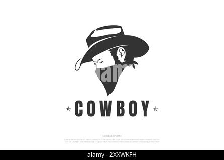 Cowboy mit Bandana Schal Maske Logo Design Vektor Stock Vektor