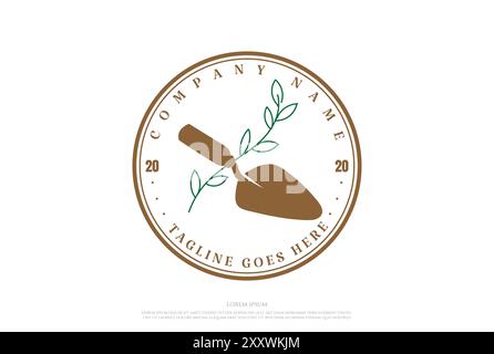Vintage Retro Schaufel Spaten Scoop Garten Logo Design Vektor Stock Vektor