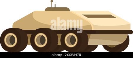 Großes Explorationsfahrzeug auf sechs Rädern auf weißem Hintergrund Stock Vektor