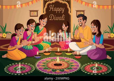 Feiere Diwali mit Liebe und Licht. Stock Vektor