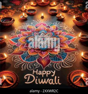 Happy Diwali... glänzend wie ein Diya. Stock Vektor