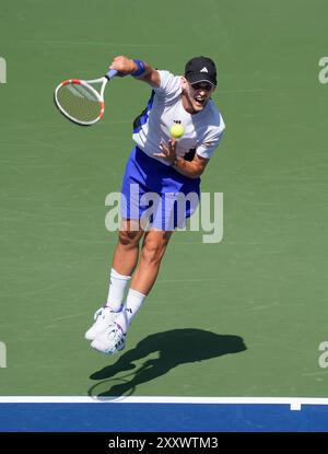 Flushing Meadows, New York, USA. 26. August 2024: Dominic Thiem (AUT) verliert bei den US Open gegen Ben Shelton (USA) und spielt im Billie Jean King National Tennis Center in Flushing, Queens, NY, {USA} © Grace Schultz/Cal Sport Media Credit: CAL Sport Media/Alamy Live News Stockfoto