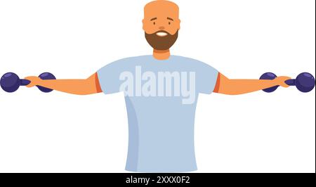 Der Sportler hebt Kurzhanteln und macht Fitnesstraining Stock Vektor