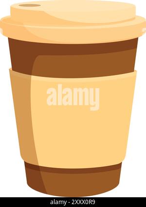 Die braune Kaffeetasse aus Papier mit einer Kartonhülle eignet sich perfekt für heiße Getränke unterwegs Stock Vektor