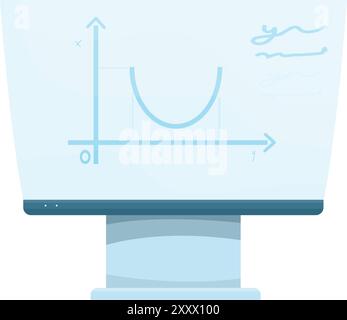 Computermonitor mit einem Diagramm einer mathematischen Funktion, perfekt zur Darstellung von Konzepten in Algebra, Kalkül oder Datenanalyse Stock Vektor
