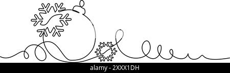 Weihnachtsdekoration für Grußkarte. Schneeflocke und weihnachtskugel für Weihnachten im Winter Stock Vektor